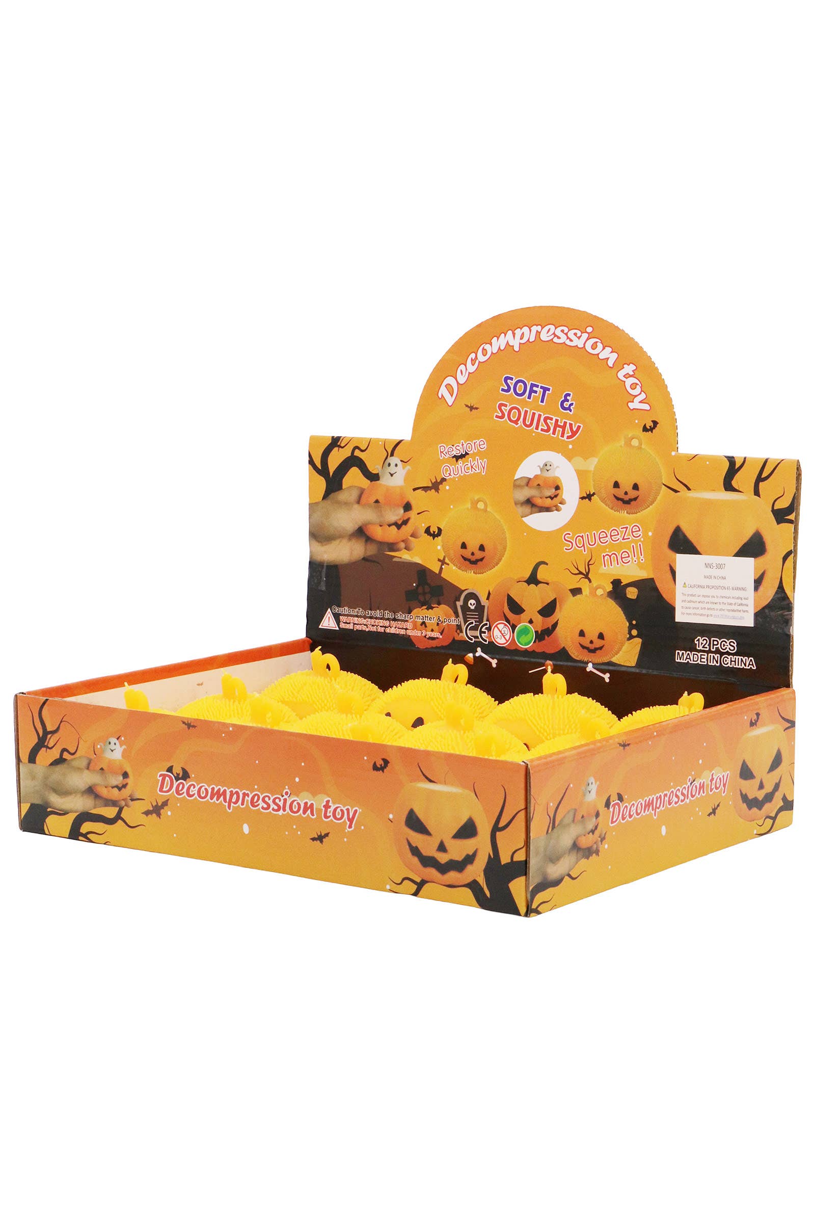 AS SHOWN Halloween Pumpkin Spiky Puffer Led Squishy Ball for wholesale on Faire1