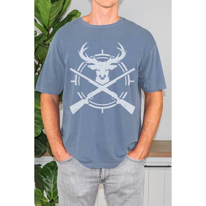 Distressed Gun Crest Graphic Tee for wholesale by Bella Me
