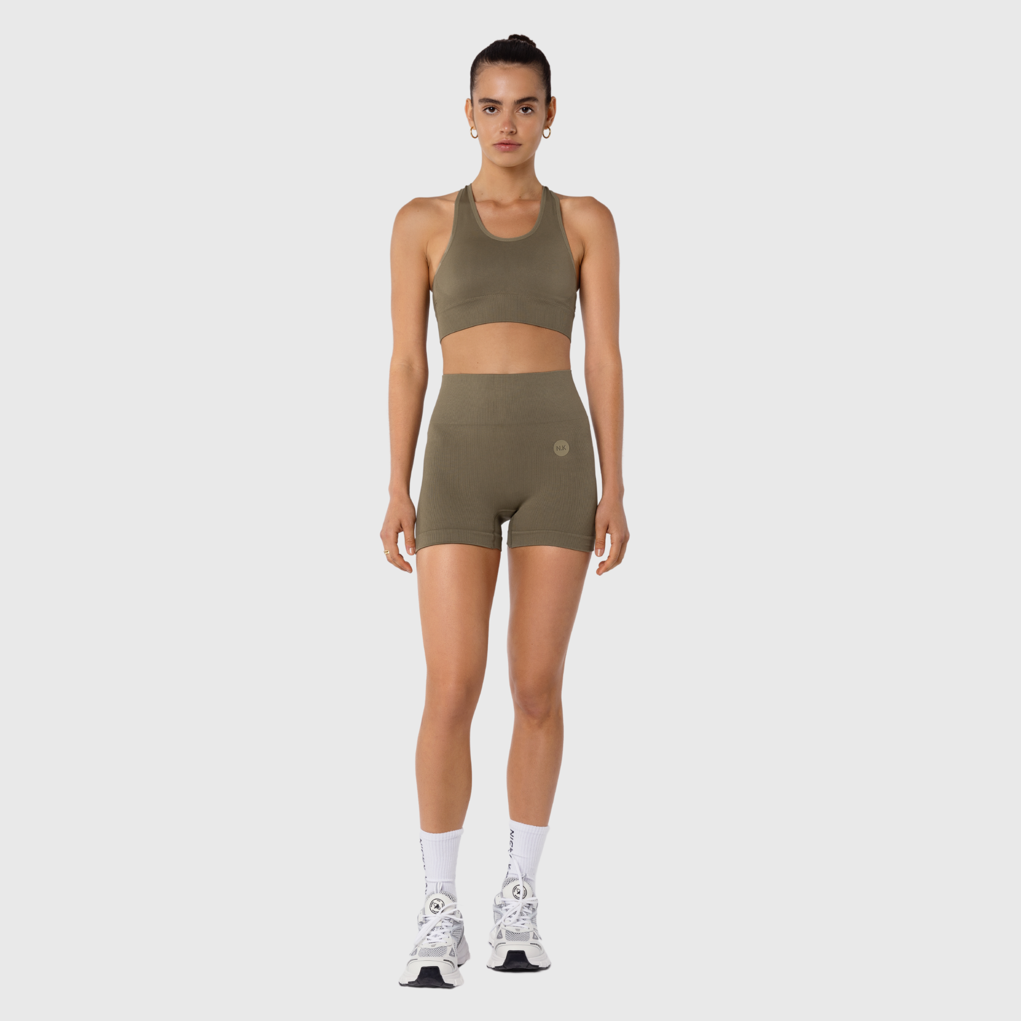 Nicky Kay - Wholesale Athletic Shorts - Women's - 4" Seamless Biker Shorts - Olive Green0