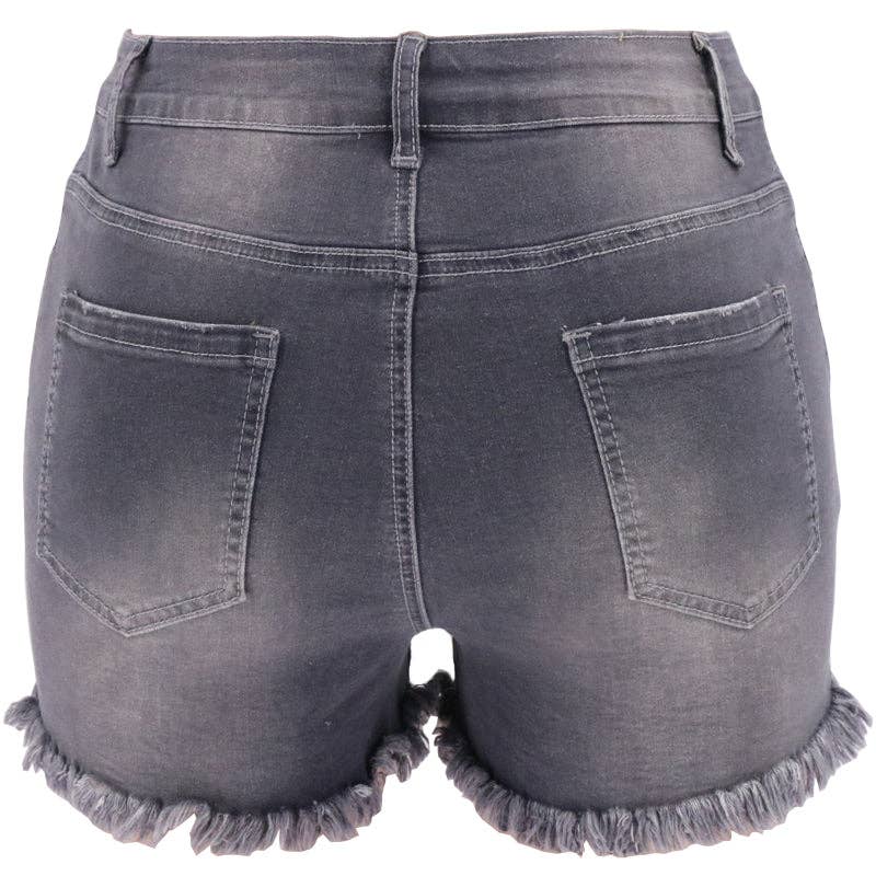 Lovesoft - Wholesale Shorts - Women's - Women's High-rise Ripped Stretch Summer Denim Shorts4