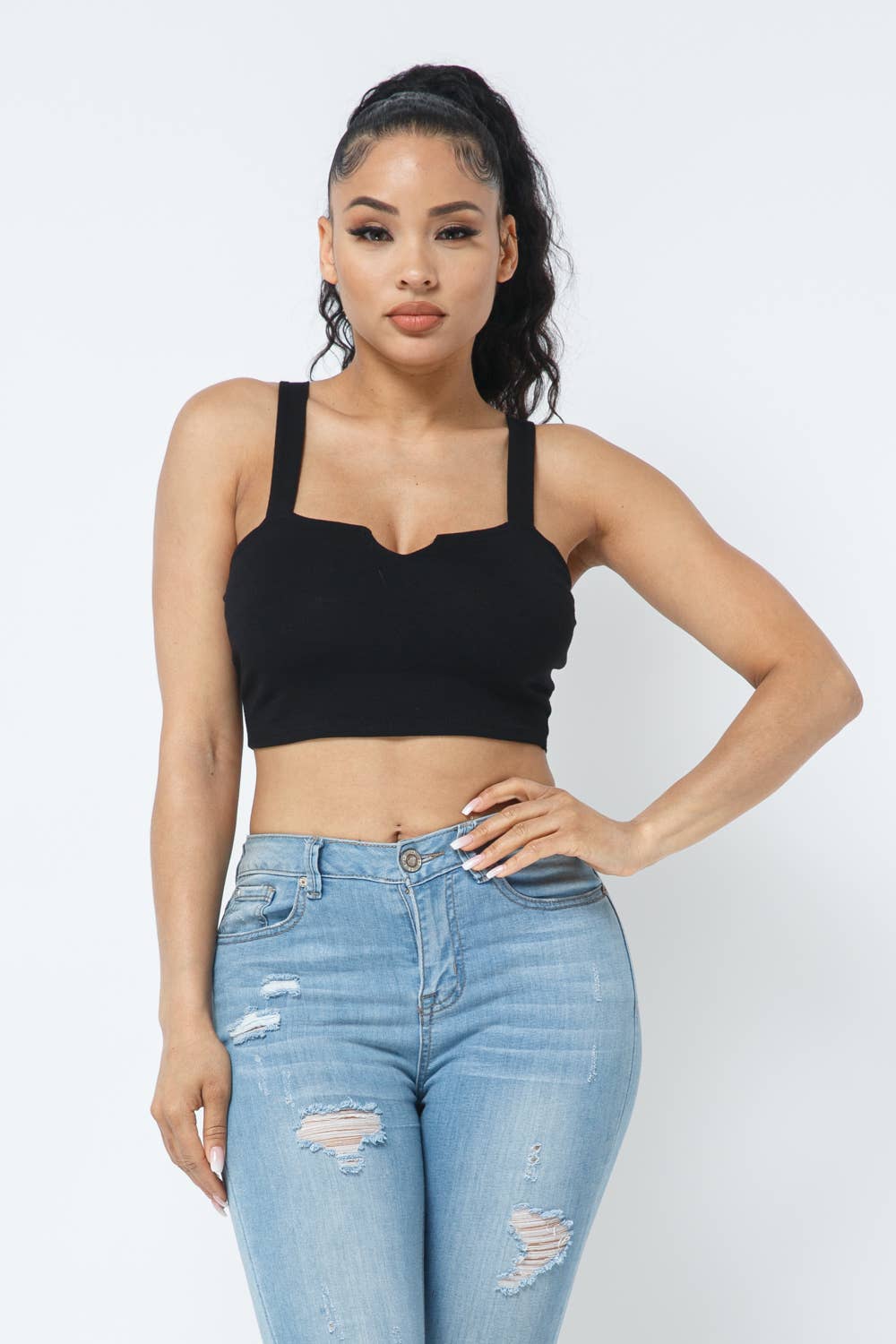 Julia by LoveJ - Wholesale Knit Top - Women's - V Cut Detail Sleeveless Crop Top14