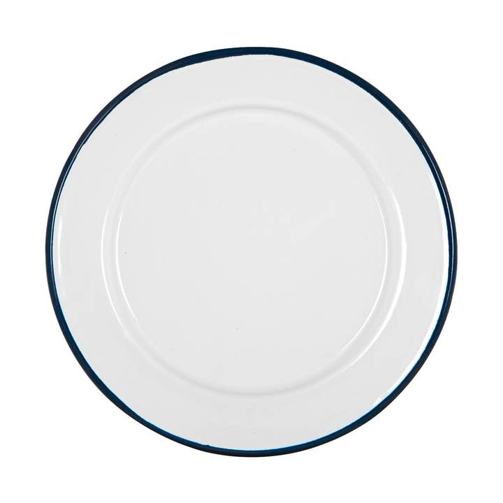 Argon Tableware White Enamel Side Plate - 20cm - Navy for wholesale by Rinkit Ltd
