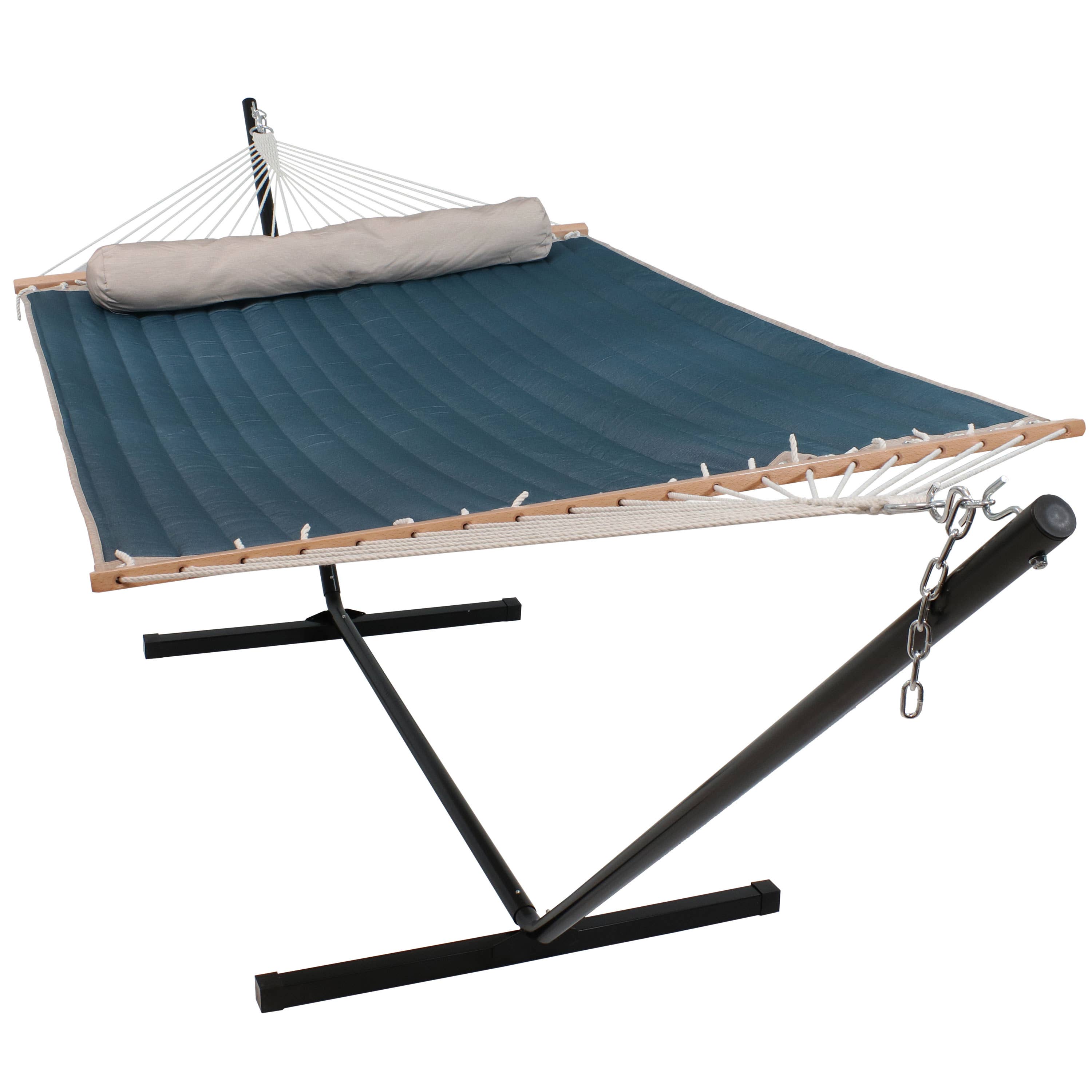 Sunnydaze Decor - Wholesale Hammock - 2-Person Quilted Hammock with Steel Stand - Tidal Wave1