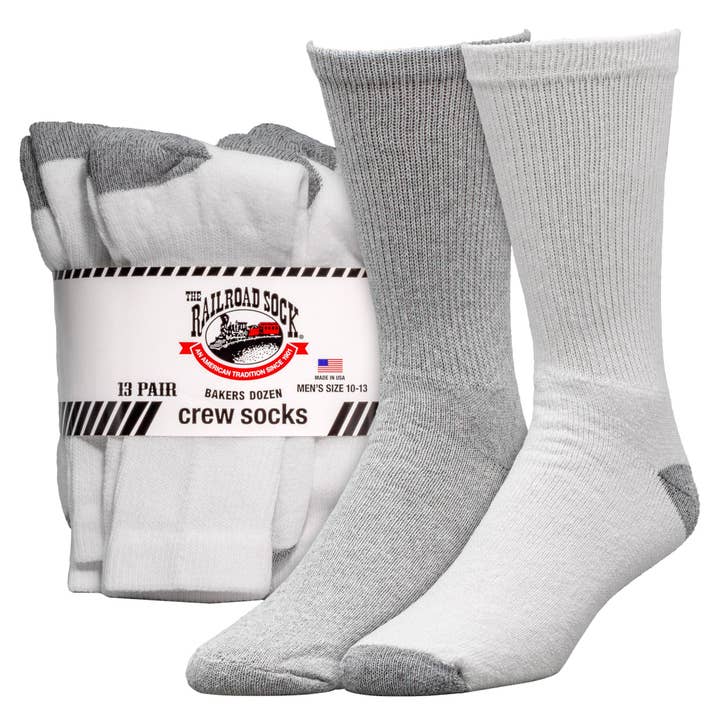 Men's Baker's Dozen Crew Socks (13pr) for wholesale by Railroad Sock llc