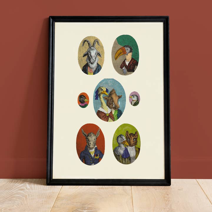 Familjeporträtt med djur - konstposter för wholesale av Colette de B.