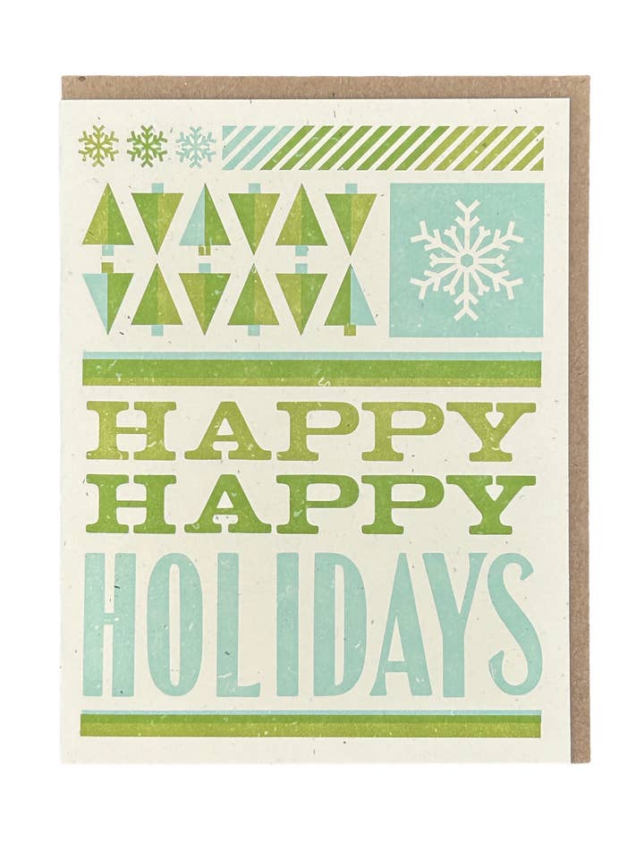 Carte typographique Joyeuses fêtes pour la vente par Igloo Letterpress