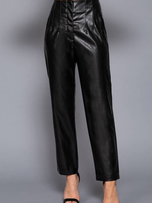 HIGH WAIST SLIM FIT FAUX LEATHER LONG PANTS for wholesale by Lemon Tree