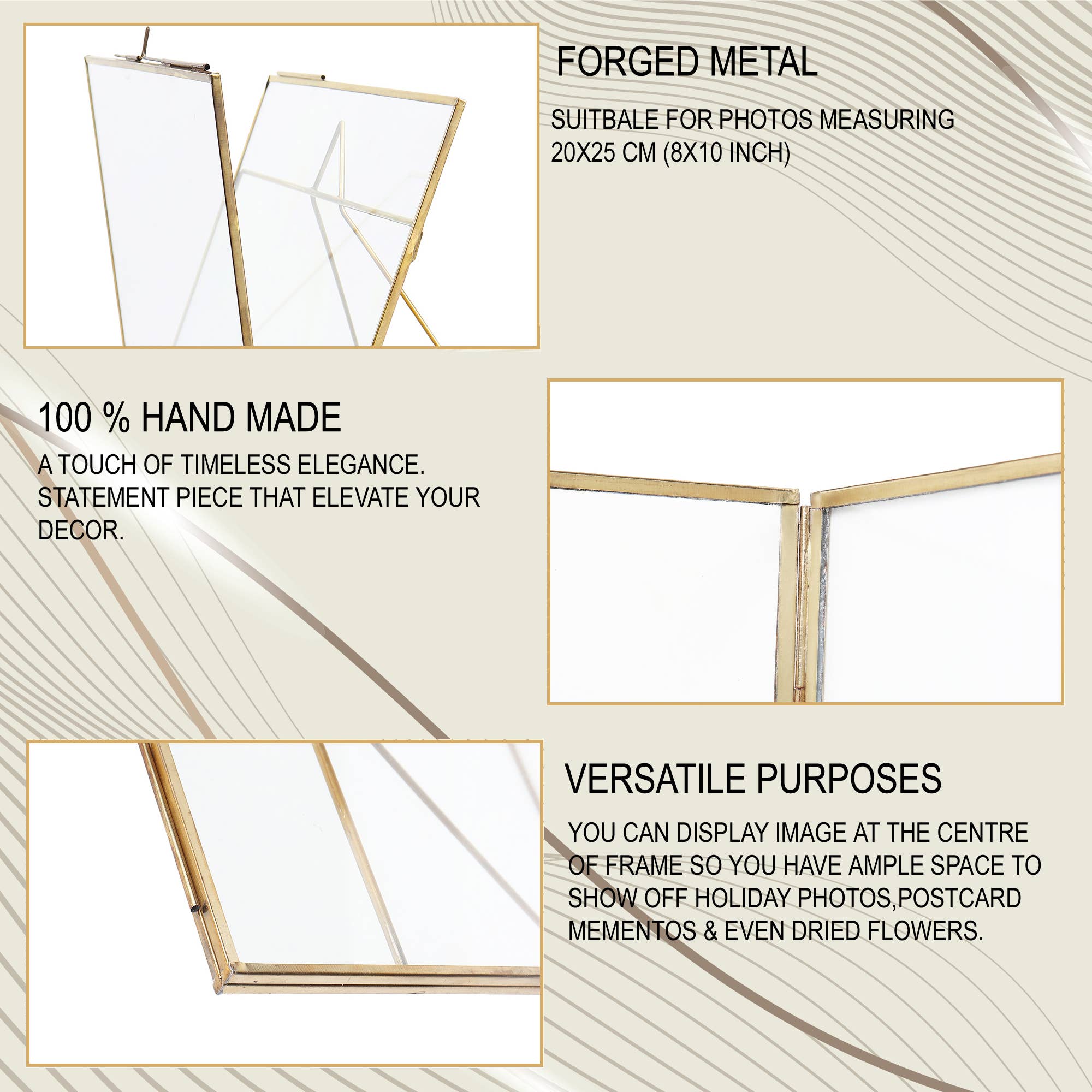 Alza - Wholesale Picture Frame - Hande made Brass antique stand Photo frame Landscape3