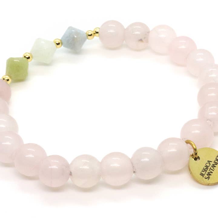 Demi-fine Rose Quartz Bracelet for Mother's Day, Valentine's for wholesale by Jessica Santander