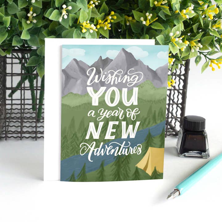 Pedaller Designs - Wholesale Birthday Card - Wishing you a Year of New Adventures Camping Birthday Card