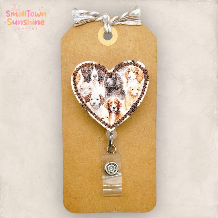 Layered Dogs Heart Badge Reel for wholesale by The SmallTownSunshine Company