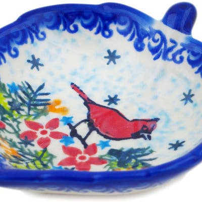 Tea Bag or Lemon Plate 4" Sweet Snowflake Theme UNIKAT for wholesale by Polmedia Polish Pottery