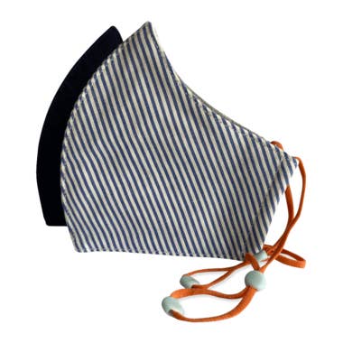 HAPPY KIDS 3-LAYER ORGANIC MASK - NAVY & BLUE STRIPE for wholesale by Happy Natural Products