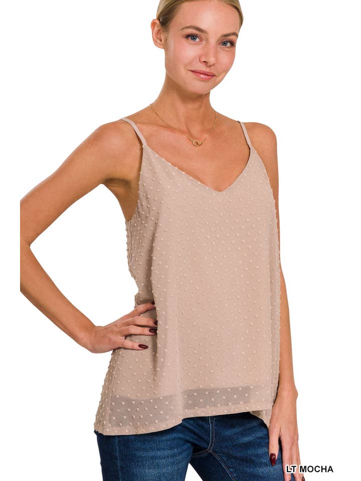 BLACK ",, Baby Swiss dots cami w/ adjustable straps for wholesale on Faire10