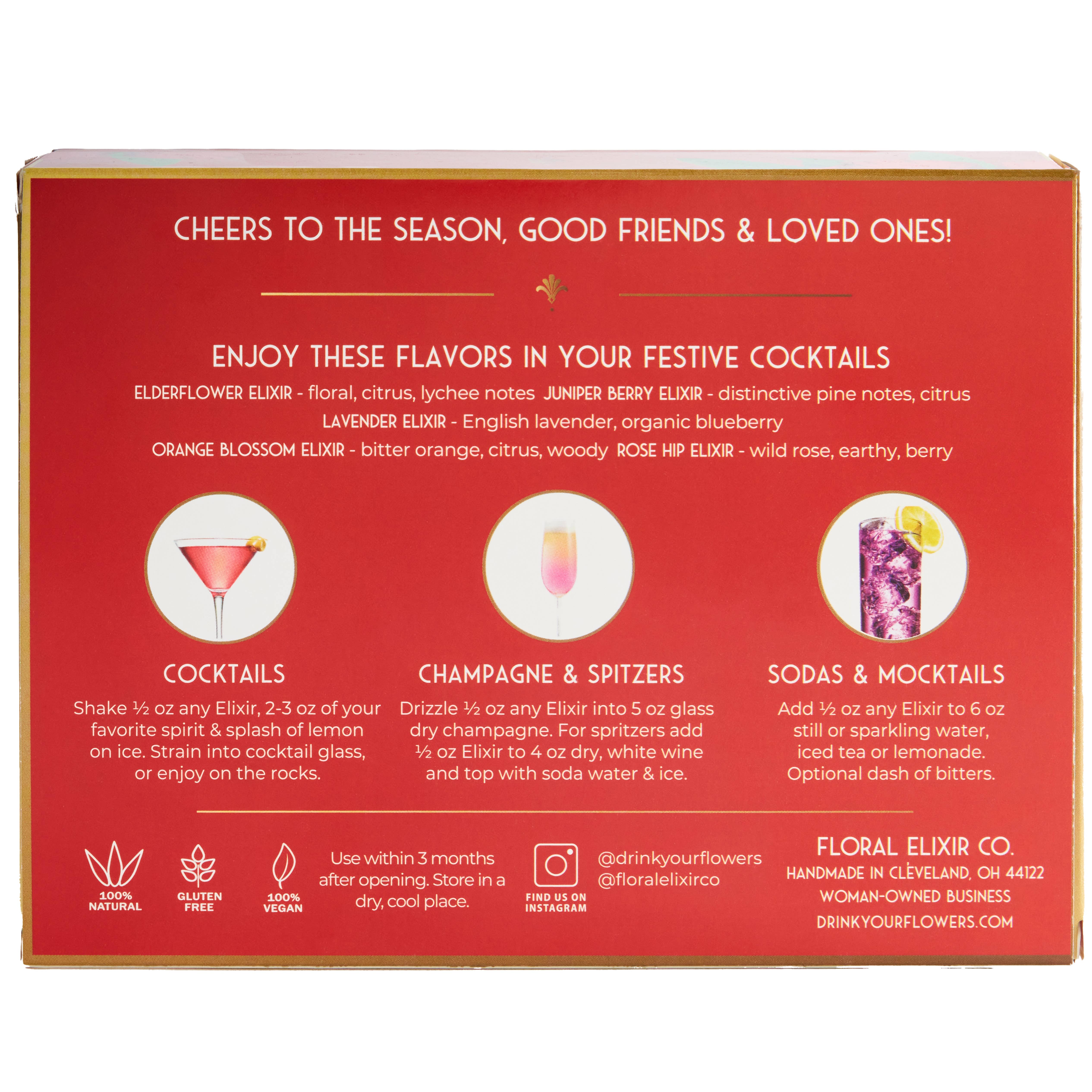 Floral Elixir Co. - Wholesale Cocktail Mix/Syrup - Holiday Cheers Cocktail Kit. 5-Pack Flower Syrups.3