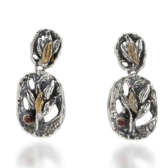 Regina øreringe i 925 sølv bronze og cabochon sten - ORA025 for engroshandel hos Mandile Gioielli