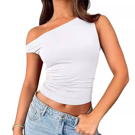 Rosa Clothing - Wholesale Tank Top - Women's - Off-The-Shoulder Sleeveless Ruched Top 14 Colors