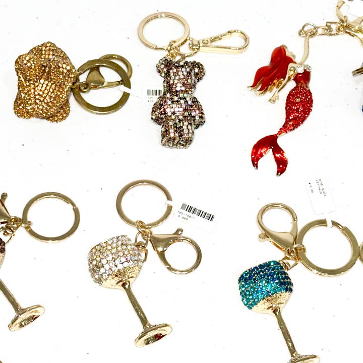 REMOVED BRAND - Wholesale Keychain - Women's - Rhinestone Keychains: Skulls, Dogs, Wine Glasses, Stilettos12
