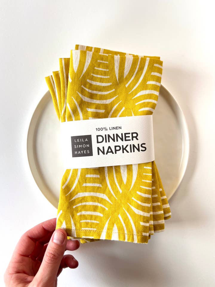 Summer Weave linen napkin, yellow, SET OF 4 for wholesale by Leila Simon Hayes