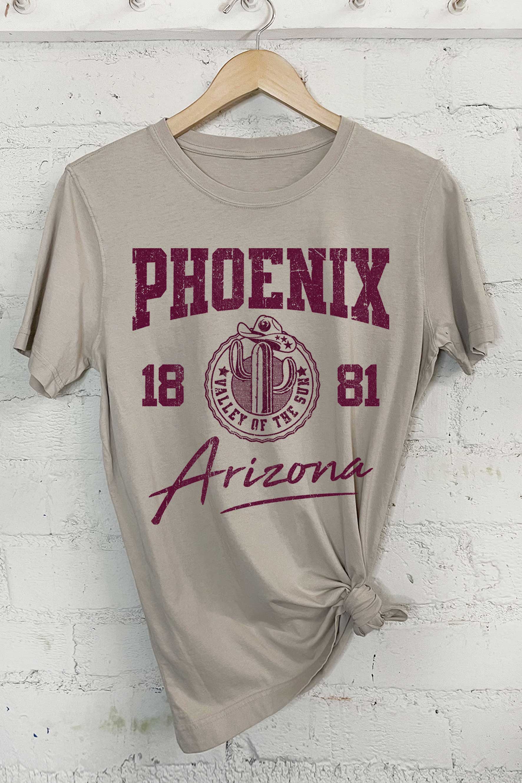 Rustee Clothing - Wholesale Screen Printed T-Shirt - Women's - PHOENIX ARIZONA VALLEY OF THE SUN 1881 GRAPHIC TSHIRTS1