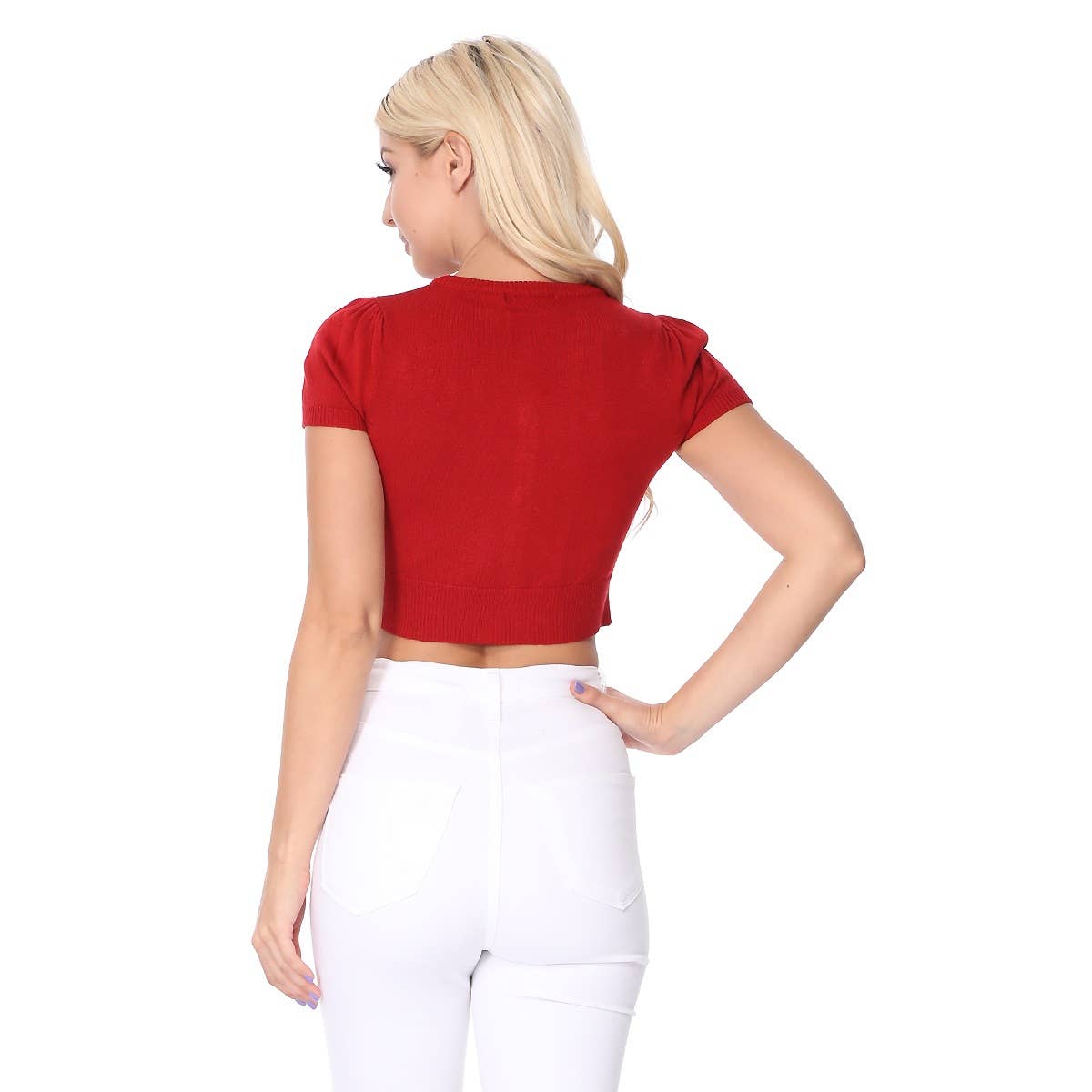 Mak - Vente Cardigan – femme - Cardigan court à col rond à manches courtes CB053633