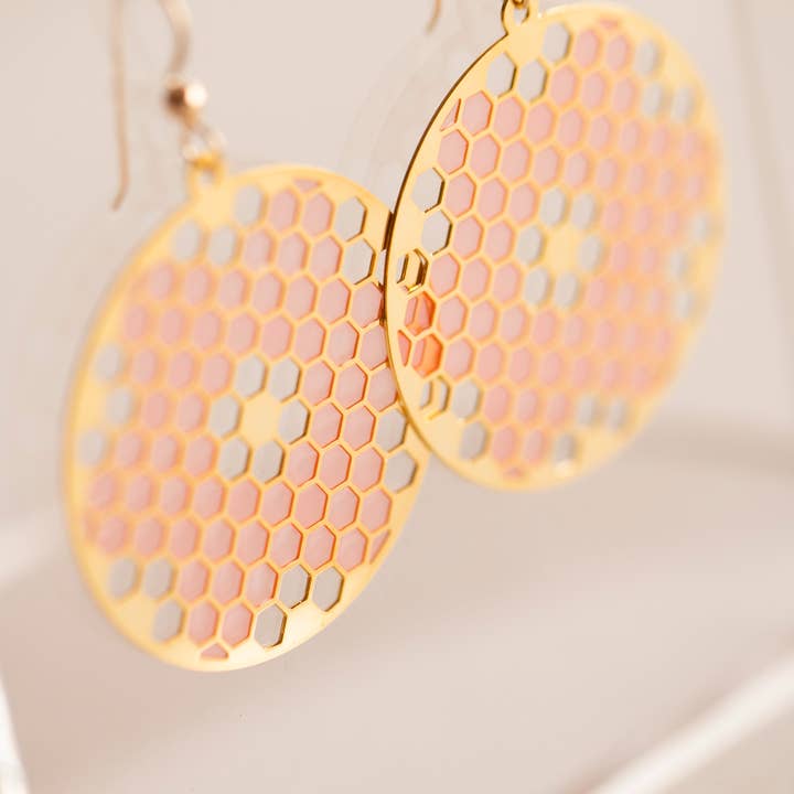 Tiny Deer Studio - Wholesale Dangle Earrings - Translucent Flower Tile Round Earrings