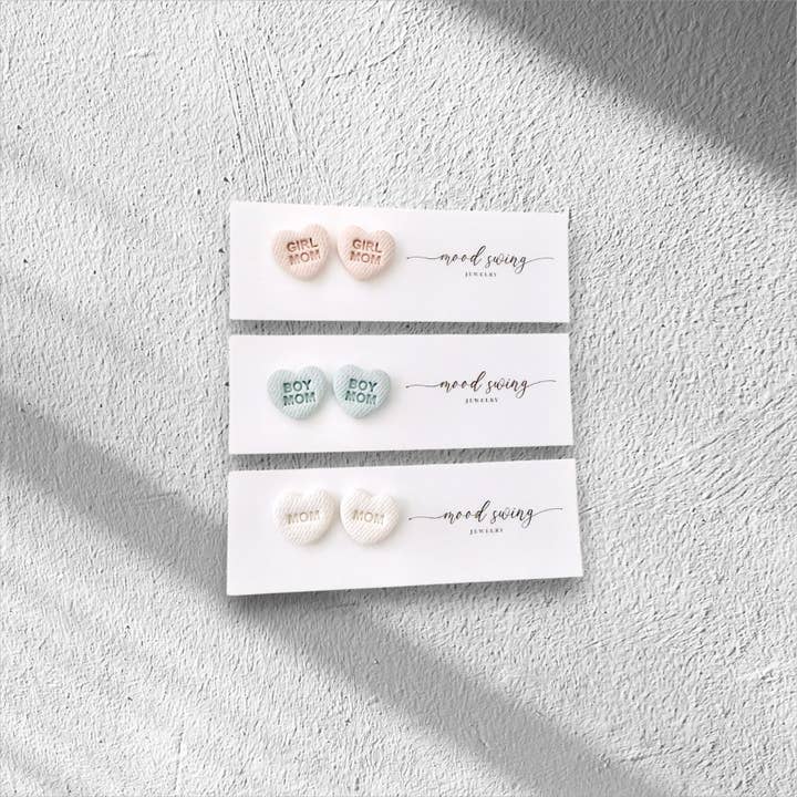 Moms The Word Collection | Polymer Clay Studs for wholesale by Mood Swing Jewelry