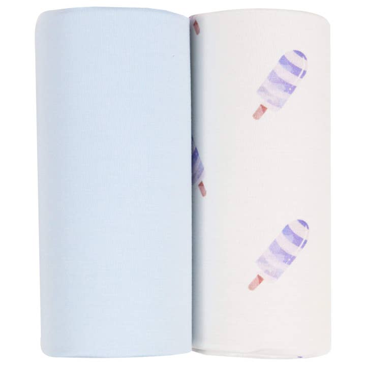 Popsicles & Blue Swaddle Blanket 2 Pack for wholesale by GooseWaddle + Pello