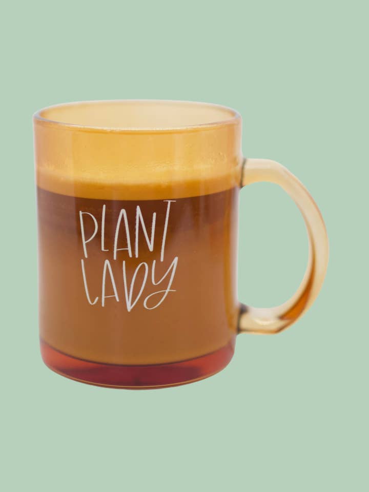 Plant Lady Glass Mug: 14 oz (Gifts for Plant Lovers) for wholesale by Chalkfulloflove