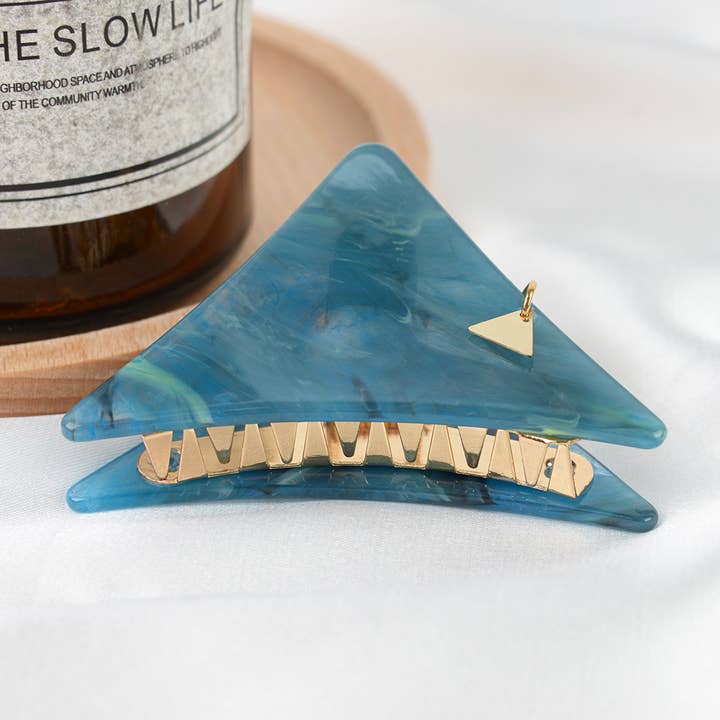 Green Emerald Triangle Acetate Hair Claw Clip,Eco-Friendly for wholesale on Faire