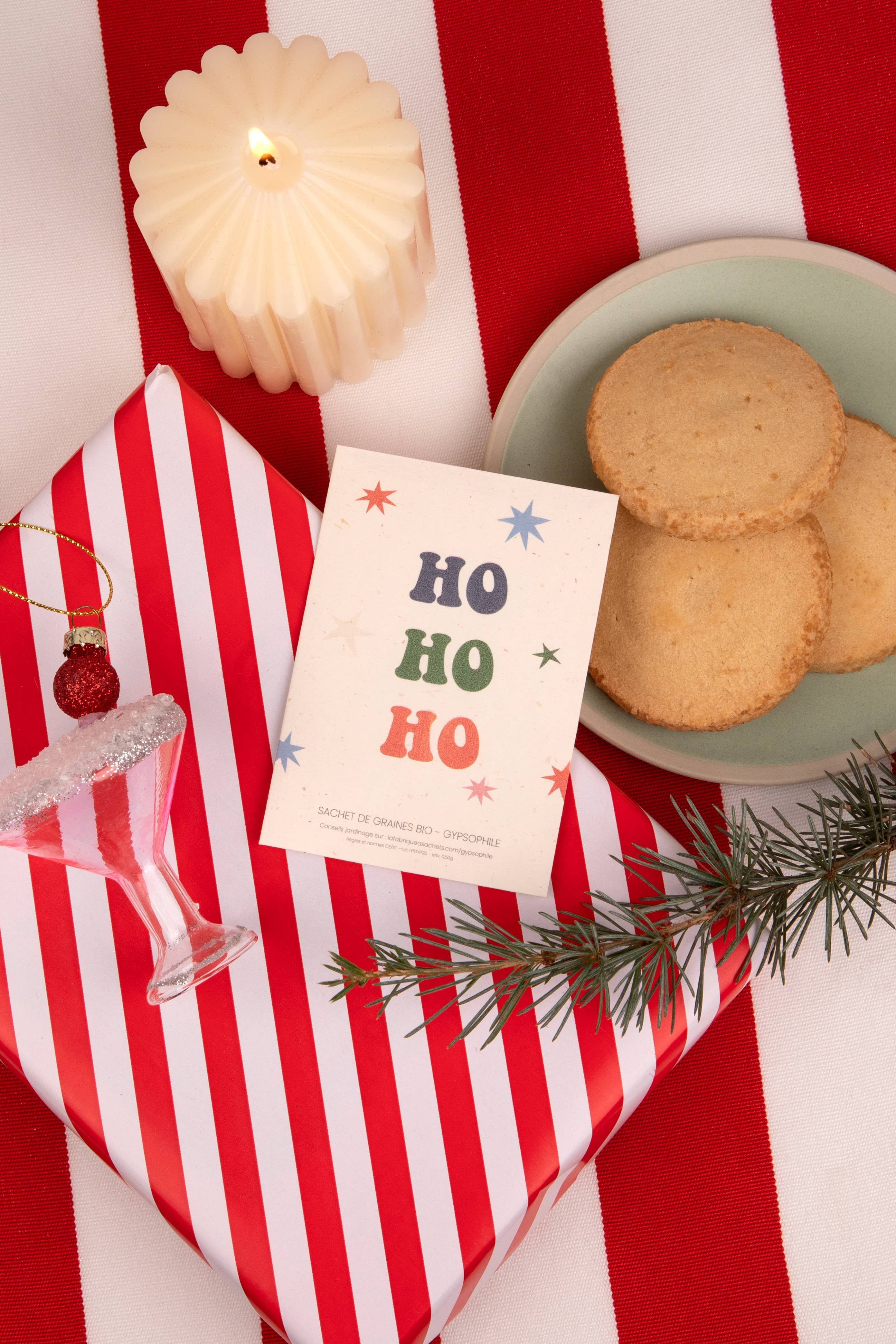 La Fabrique à Sachets - Wholesale Christmas Card - HO HO HO - Bag of Gypsophila seeds1