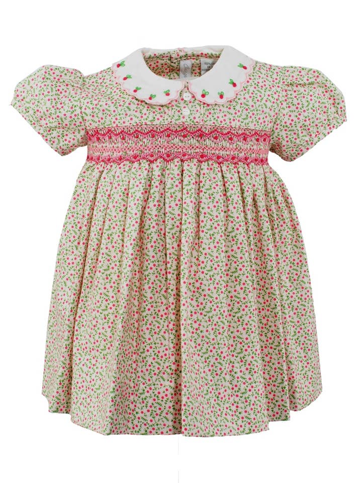 Tan Floral Puff Sleeve Toddler Girl Dress for wholesale by Julius Berger & Carriage Boutique