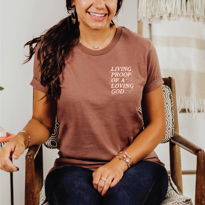 Rohi Clothing - Wholesale Screen Printed T-Shirt - Women's - Living Proof of a Loving God Faith based Tee0