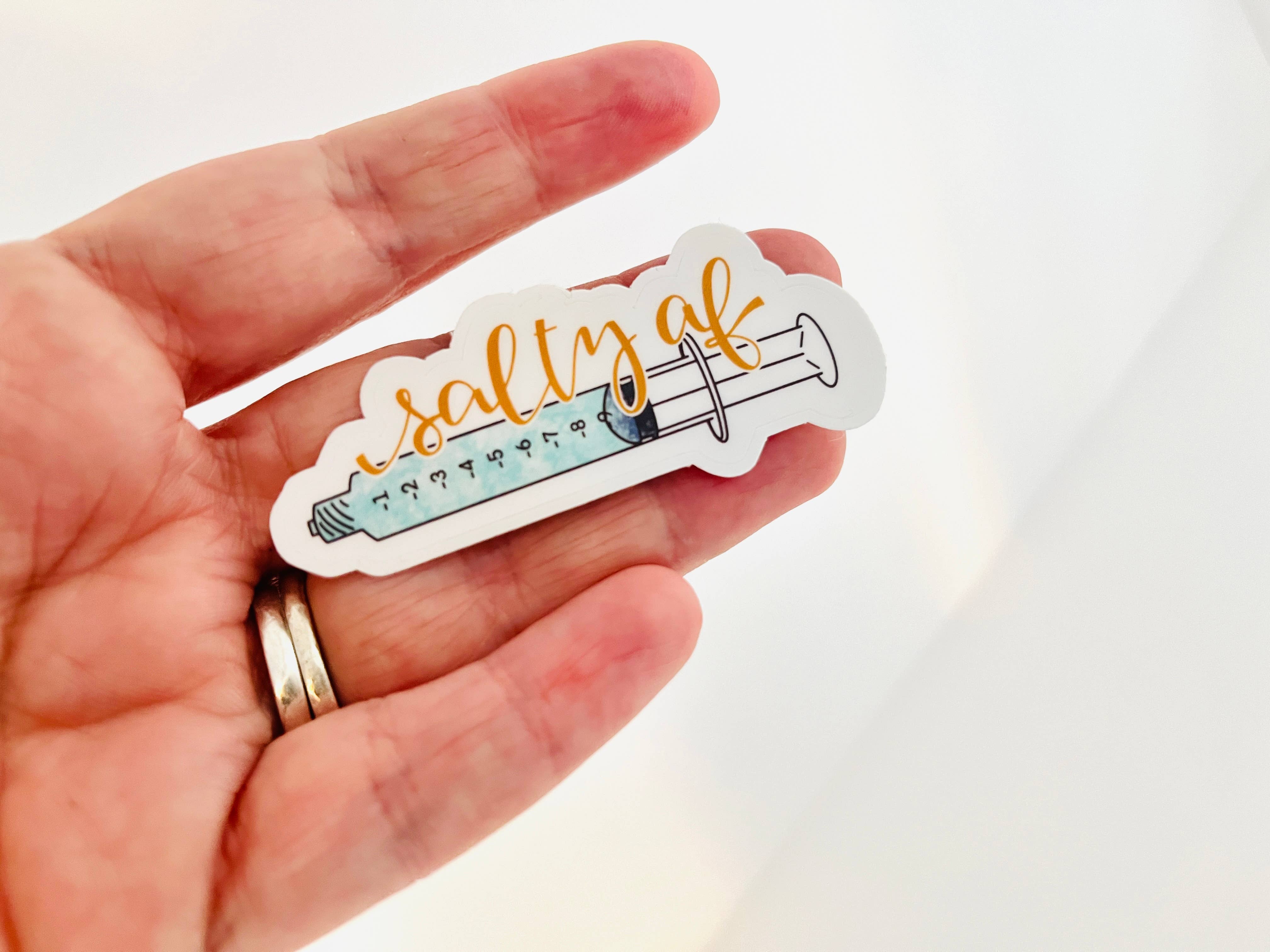Positively Handwritten - Wholesale Sticker - Salty AF Saline Flush Vinyl Decal, Sticker2