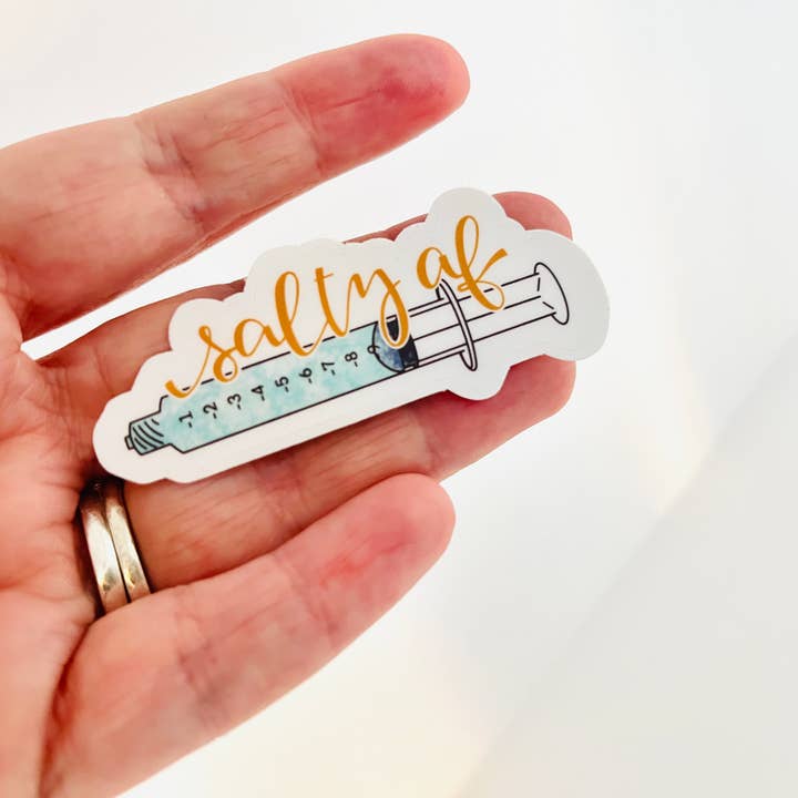 Positively Handwritten - Wholesale Sticker - Salty AF Saline Flush Vinyl Decal, Sticker2