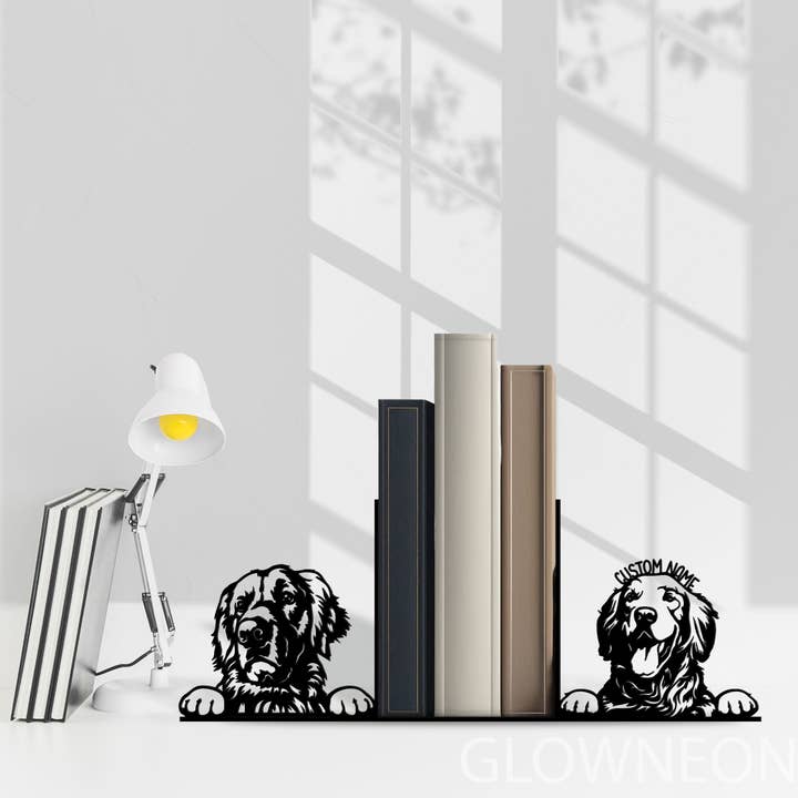 Personlig Golden Retriever bokhylla, bokstöd metalldekor för wholesale av Glow Neon