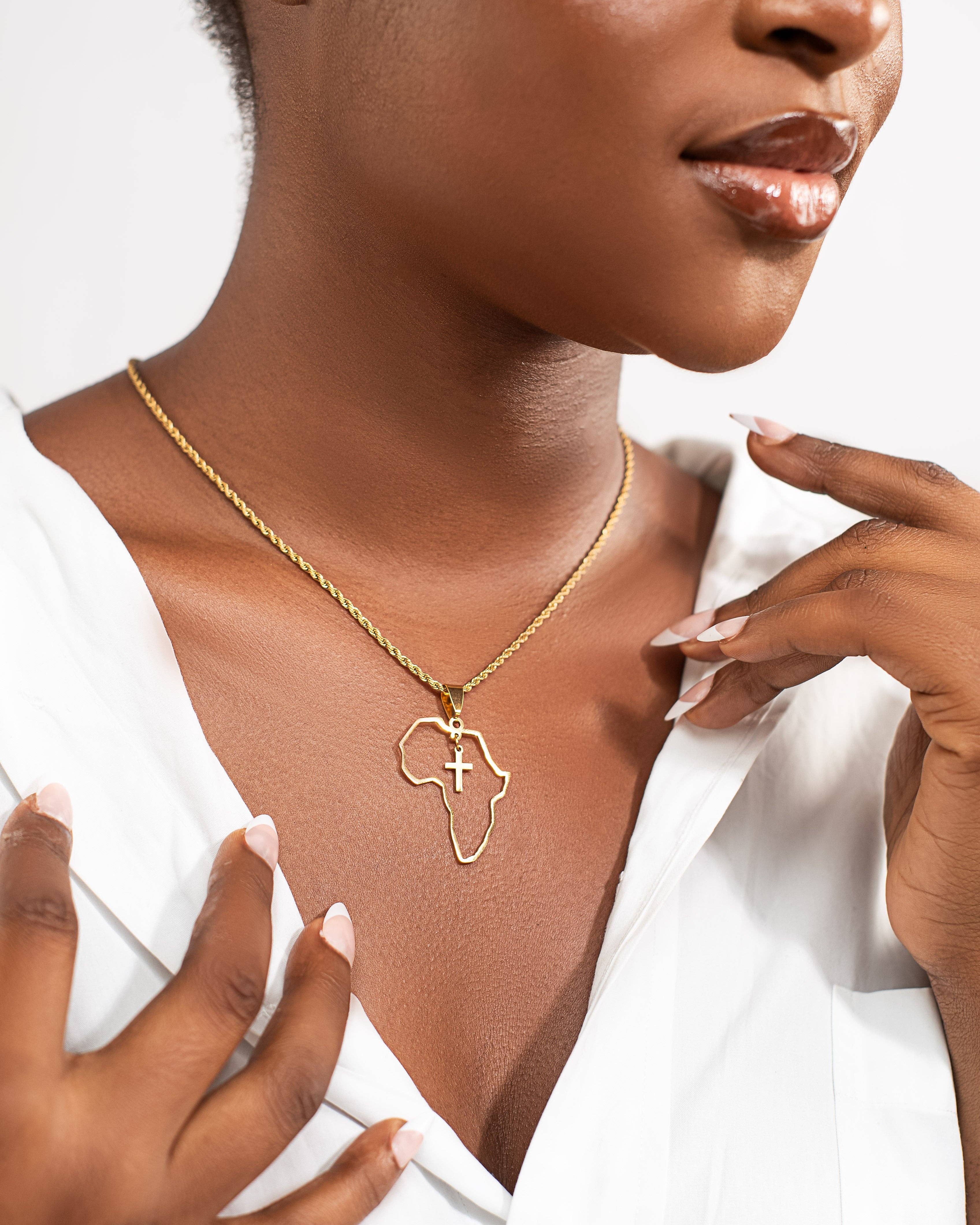 Adé & Grace - Wholesale Pendant/Charm Necklace - "Africa X Cross" Necklace4