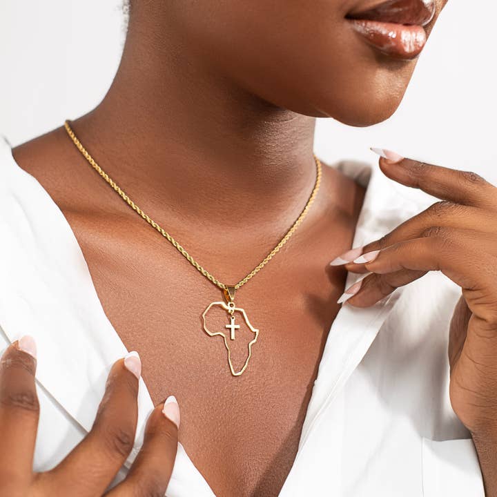 Adé & Grace - Wholesale Pendant/Charm Necklace - "Africa X Cross" Necklace4