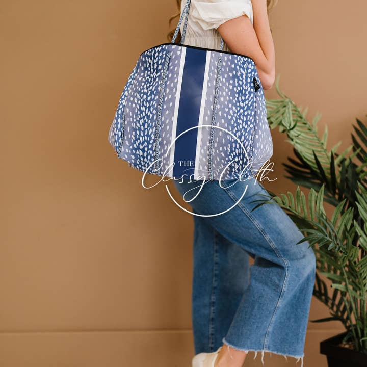 The Classy Cloth WS - Wholesale Tote Bag - Unisex - Neoprene Carryall Tote - Navy Speckled RTS2