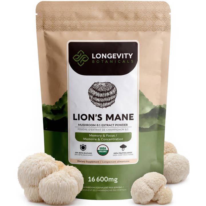 Organic Lion’s Mane Powder 100g: Focus & Memory Supplement for wholesale by Longevity Botanicals