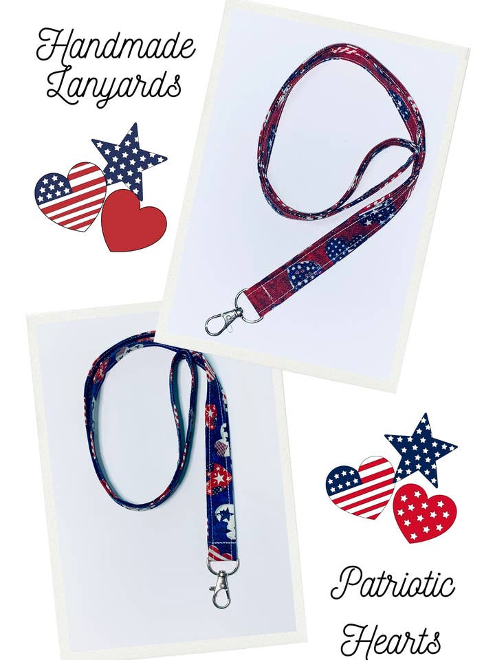 Lanyard for ID, Keys, Cell Phone - Patriotic Hearts for wholesale by Ann Gregory Designs