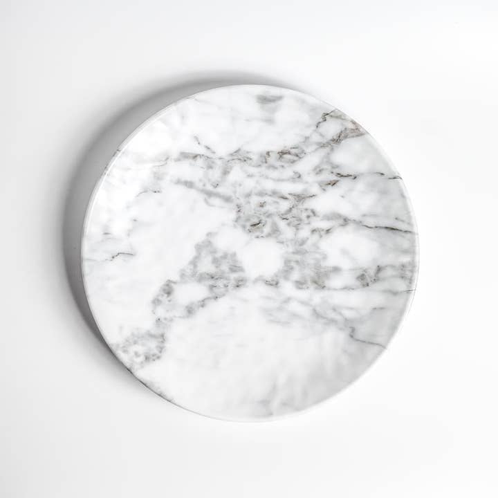 White Marble 11 inch Round Melamine Dinner Plate | Set of 6 for wholesale on Faire