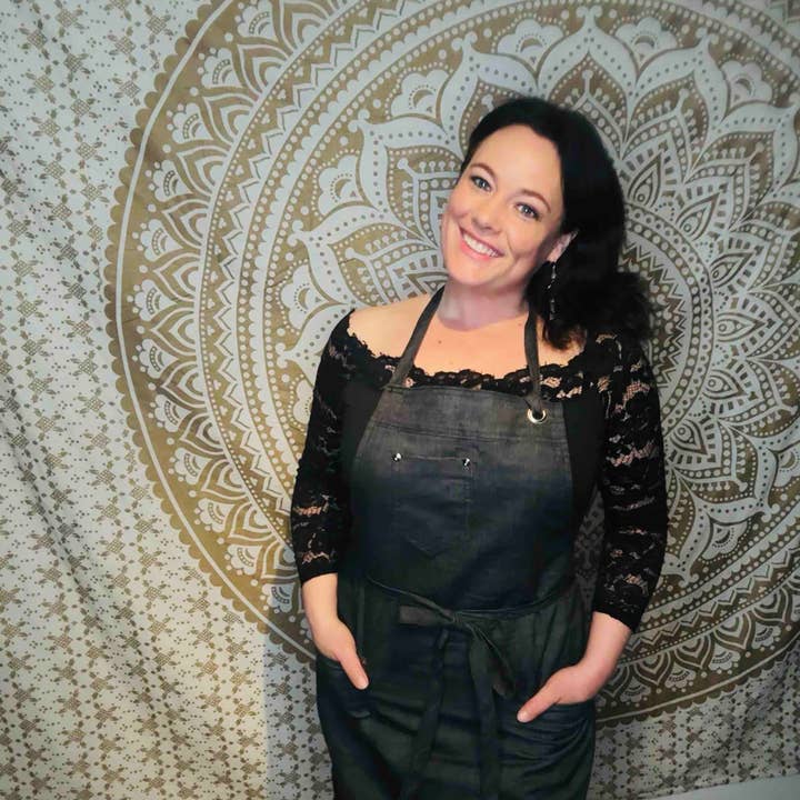 Minnie and Moon Denim Apron for wholesale by Minnie and Moon