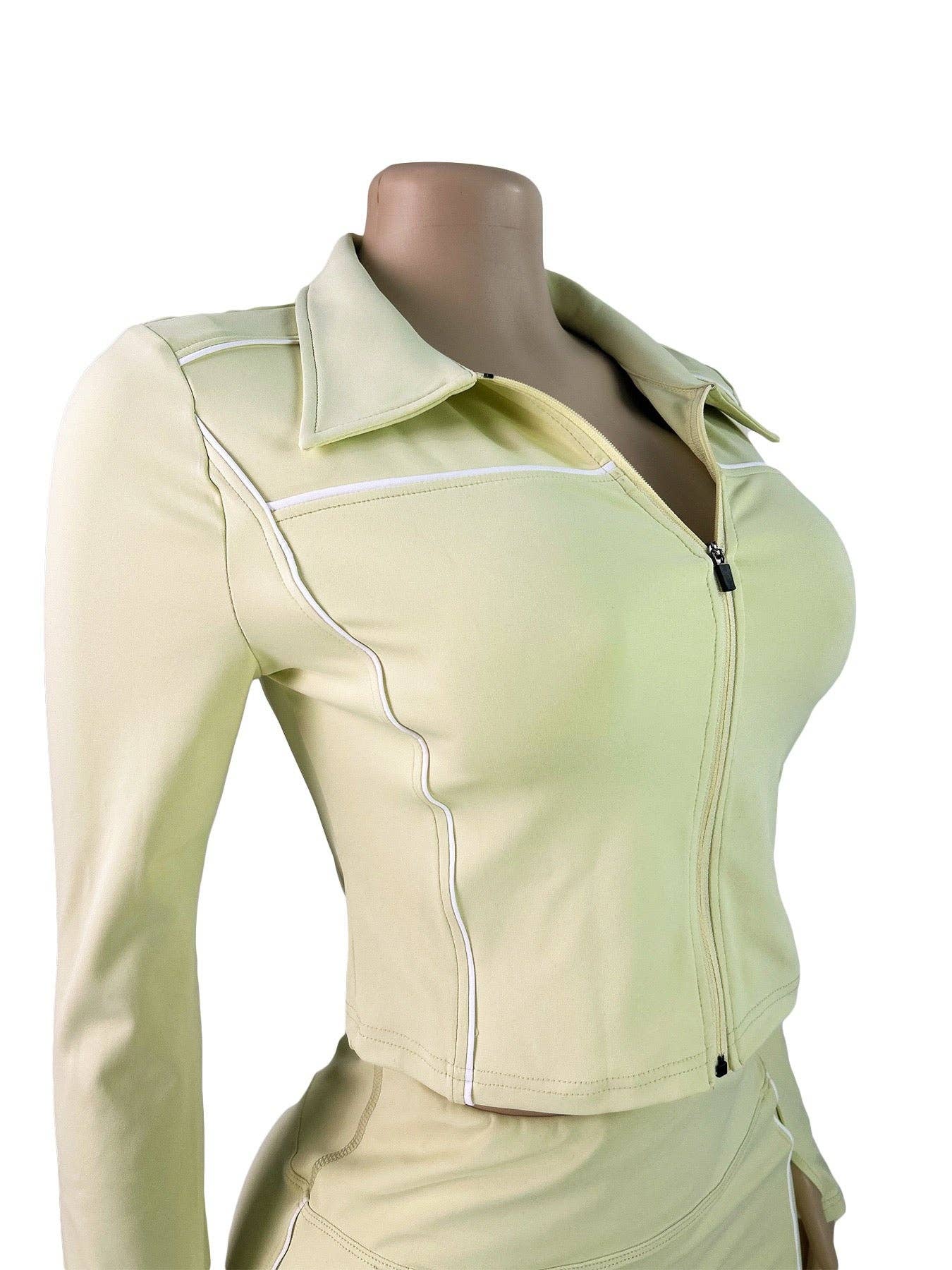 MB Fashion Wholesale - Wholesale Activewear Set - Women's - MB FASHION Two Piece Workout Set - Cropped Zip-Up Jacket & High Waisted Biker Shorts 51037