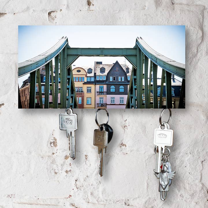 porte-clés sur bois - Francfort - variante magnétique pour la vente par Kila-Photography - Deine Stadt auf Holz