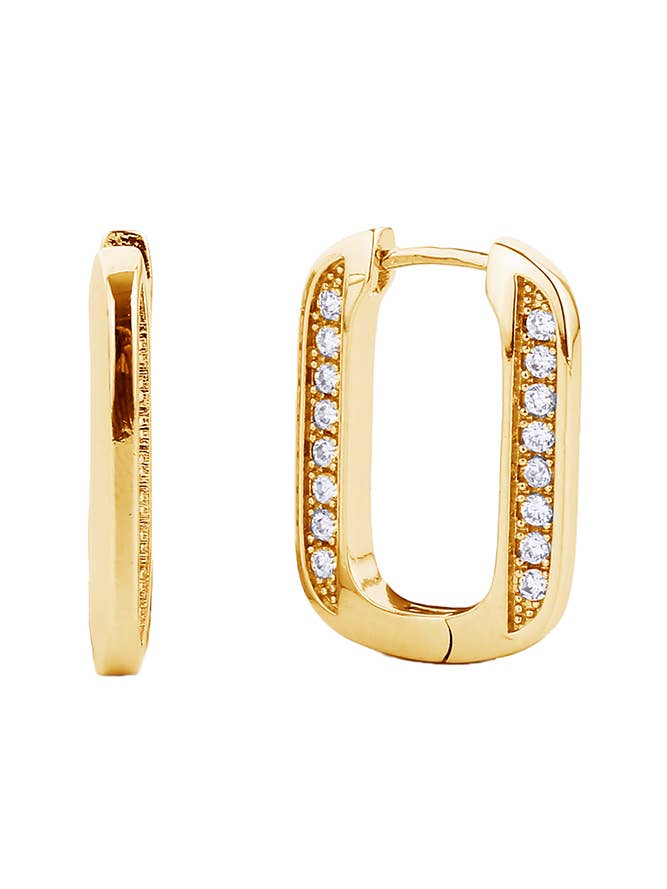 Huggie Hoop in oro/oro bianco 14 carati con pavé di zirconia cubica per la vendita all'ingrosso da parte di Hana