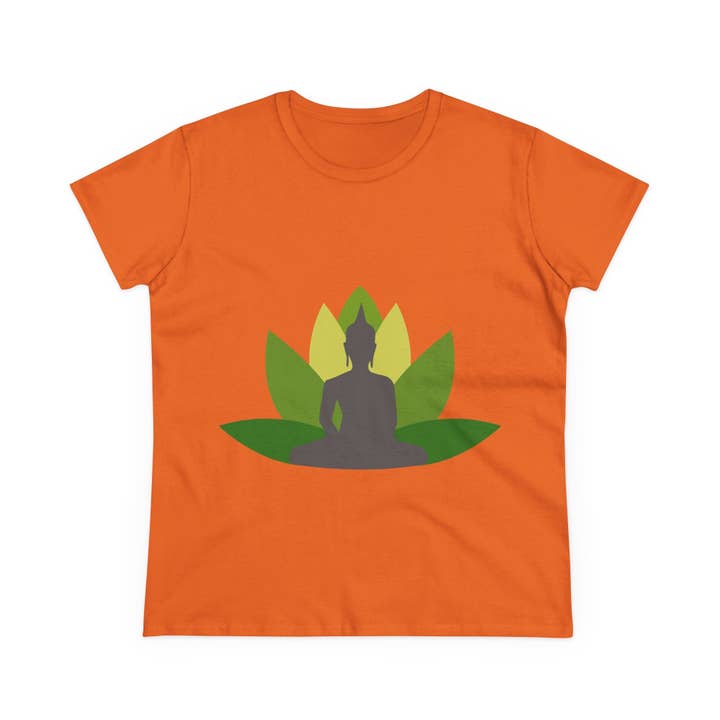 Restored By Nature Company - Wholesale Screen Printed T-Shirt - Women's - Women’s Graphic Tee – Buddha with Lotus Flower – Mid-weight Soft Cotton14