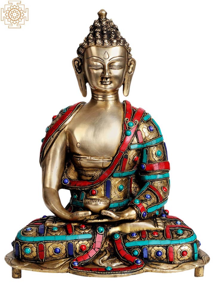 15" Lord Buddha In Dhyana Mudra In Brass for wholesale by Exotic India Art
