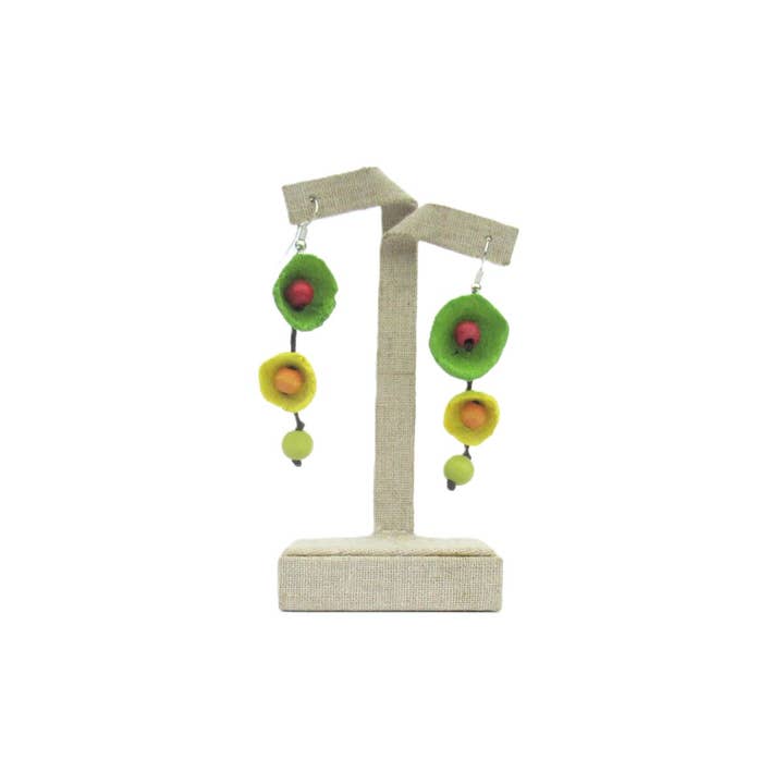 Katie and Company - Wholesale Dangle Earrings - Sangria Paper-Maché flower earrings2