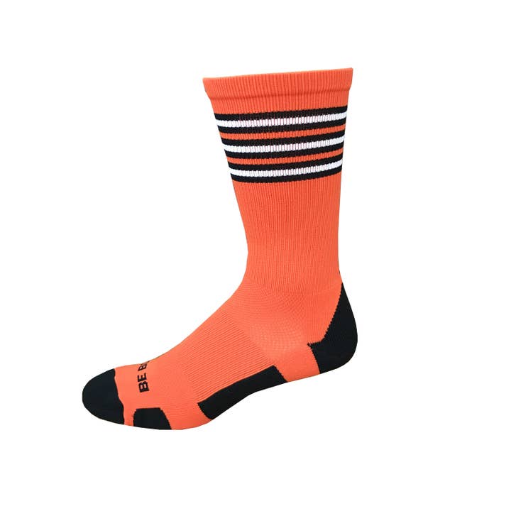 Rookie - Orange & Black. American Made Unique Athletic Socks for wholesale by Boldfoot Socks